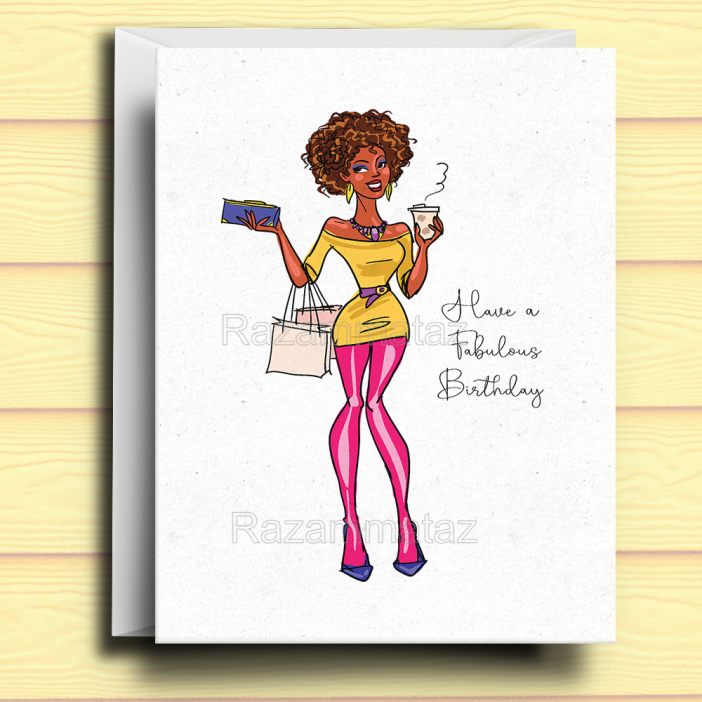 Black Woman Birthday Card K